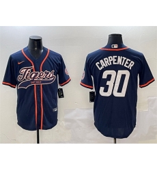 Men Detroit Tigers 30 Kerry Carpenter Navy With Patch Cool Base Stitched Baseball Jersey