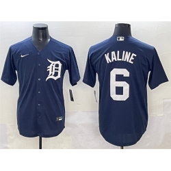 Men Detroit Tigers 6 Al Kaline Navy Cool Base Stitched Baseball Jersey