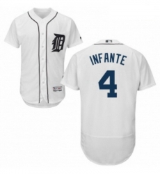 Mens Majestic Detroit Tigers 4 Omar Infante White Flexbase Authentic Collection MLB Jersey Mens Majestic Detroit Tigers 4 Omar Infante White Flexbase Authentic Collection MLB Jersey