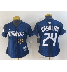 Women Detroit Tigers 24 Miguel Cabrera 2024 Navy City Connect Cool Base Limited Stitched Baseball Jersey 004 Women Detroit Tigers 24 Miguel Cabrera 2024 Navy City Connect Cool Base Limited Stitched Baseball Jersey 004