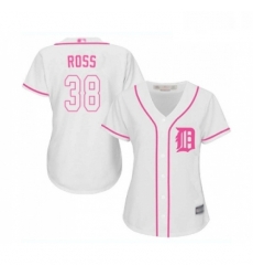 Womens Detroit Tigers 38 Tyson Ross Replica White Fashion Cool Base Baseball Jersey 