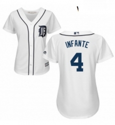 Womens Majestic Detroit Tigers 4 Omar Infante Authentic White Home Cool Base MLB Jersey Womens Majestic Detroit Tigers 4 Omar Infante Authentic White Home Cool Base MLB Jersey