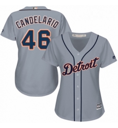 Womens Majestic Detroit Tigers 46 Jeimer Candelario Replica Grey Road Cool Base MLB Jersey Womens Majestic Detroit Tigers 46 Jeimer Candelario Replica Grey Road Cool Base MLB Jersey
