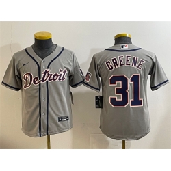 Youth Detroit Tigers 31 Riley Greene Grey Cool Base Stitched Baseball Jersey