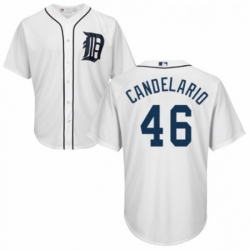 Youth Majestic Detroit Tigers 46 Jeimer Candelario Authentic White Home Cool Base MLB Jersey 