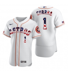 Men Houston Astros 1 Carlos Correa Men Nike White Fluttering USA Flag Limited Edition Flex Base MLB Jersey Men Houston Astros 1 Carlos Correa Men Nike White Fluttering USA Flag Limited Edition Flex Base MLB Jersey