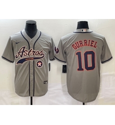 Men Houston Astros 10 GrayYuli Gurriel Gray With Patch Cool Base Stitched Baseball Jersey Men Houston Astros 10 GrayYuli Gurriel Gray With Patch Cool Base Stitched Baseball Jersey