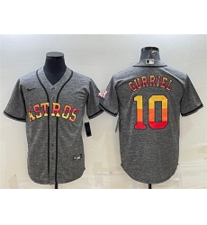 Men Houston Astros 10 Yuli Gurriel Grey Cool Base Stitched Baseball Jersey Men Houston Astros 10 Yuli Gurriel Grey Cool Base Stitched Baseball Jersey