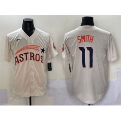 Men Houston Astros 11 Cam Smith Cream Throwback Cooperstown Collection Limited Stitched Baseball Jersey