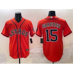 Men Houston Astros 15 Isaac Paredes Orange Cool Base Stitched Baseball Jersey