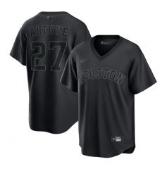 Men Houston Astros 27 Jose Altuve Black Pitch Black Fashion Replica Stitched Jersey Men Houston Astros 27 Jose Altuve Black Pitch Black Fashion Replica Stitched Jersey