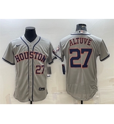 Men Houston Astros 27 Jose Altuve Grey Flex Base Stitched Baseball Jersey Men Houston Astros 27 Jose Altuve Grey Flex Base Stitched Baseball Jersey