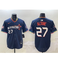 Men Houston Astros 27 Jose Altuve Navy 2025 City Connect With Texas Patch Limited Stitched Baseball Jersey