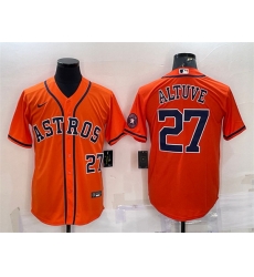Men Houston Astros 27 Jose Altuve Orange With Patch Cool Base Stitched Jersey Men Houston Astros 27 Jose Altuve Orange With Patch Cool Base Stitched Jersey