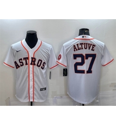 Men Houston Astros 27 Jose Altuve White With Patch Cool Base Stitched Jersey Men Houston Astros 27 Jose Altuve White With Patch Cool Base Stitched Jersey
