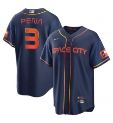 Men Houston Astros #3 Jeremy Pena 2022 Navy Blue City Connect Flex Base Stitched Baseball Jersey Men Houston Astros #3 Jeremy Pena 2022 Navy Blue City Connect Flex Base Stitched Baseball Jersey