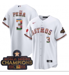 Men Houston Astros 3 Jeremy Pena 2022 White World Serise Champions Patch Cool Base Jersey Men Houston Astros 3 Jeremy Pena 2022 White World Serise Champions Patch Cool Base Jersey