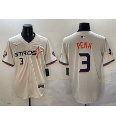 Men Houston Astros 3 Jeremy Pena Cream 2025 City Connect With Texas Patch Limited Stitched Baseball Jersey