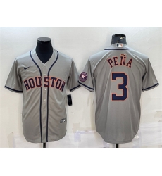 Men Houston Astros 3 Jeremy Pena Grey With Patch Cool Base Stitched Jersey Men Houston Astros 3 Jeremy Pena Grey With Patch Cool Base Stitched Jersey