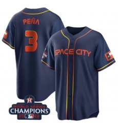 Men Houston Astros 3 Jeremy Pena Navy 2022 World Series Champions City Connect Stitched Baseball Jersey Men Houston Astros 3 Jeremy Pena Navy 2022 World Series Champions City Connect Stitched Baseball Jersey
