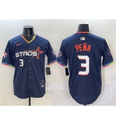 Men Houston Astros 3 Jeremy Pena Navy 2025 City Connect With Texas Patch Limited Stitched Baseball Jersey