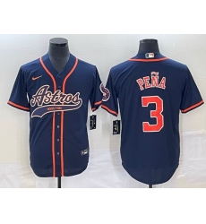 Men Houston Astros 3 Jeremy Pena Navy Cool Base Stitched Baseball Jersey Men Houston Astros 3 Jeremy Pena Navy Cool Base Stitched Baseball Jersey