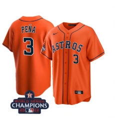 Men Houston Astros 3 Jeremy Pena Orange 2022 World Series Champions Cool Base With No In Front Stitched Baseball Jersey Men Houston Astros 3 Jeremy Pena Orange 2022 World Series Champions Cool Base With No In Front Stitched Baseball Jersey