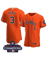 Men Houston Astros 3 Jeremy Pena Orange 2022 World Series Champions Flex Base Stitched Baseball Jersey Men Houston Astros 3 Jeremy Pena Orange 2022 World Series Champions Flex Base Stitched Baseball Jersey
