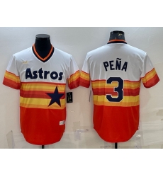 Men Houston Astros 3 Jeremy Pena Orange Rainbow Cool Base Stitched Jersey