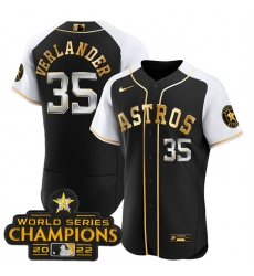 Men Houston Astros 35 Justin Verlander 2023 Black Gold Alternate Flex Base Stitched Baseball Jersey Men Houston Astros 35 Justin Verlander 2023 Black Gold Alternate Flex Base Stitched Baseball Jersey