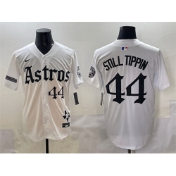 Men Houston Astros 44 Still Tippin White Gothic  27Houston Born Barrio Raised 27 Limited Stitched Baseball Jersey