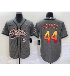Men Houston Astros 44 Yordan Alvarez Gray With Patch Cool Base Stitched Baseball Jersey Men Houston Astros 44 Yordan Alvarez Gray With Patch Cool Base Stitched Baseball Jersey