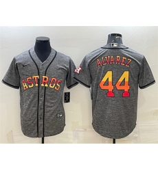 Men Houston Astros 44 Yordan Alvarez Grey Cool Base Stitched Baseball Jersey Men Houston Astros 44 Yordan Alvarez Grey Cool Base Stitched Baseball Jersey