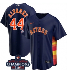 Men Houston Astros 44 Yordan Alvarez Navy 2022 World Series Champions Stitched Baseball Jersey Men Houston Astros 44 Yordan Alvarez Navy 2022 World Series Champions Stitched Baseball Jersey