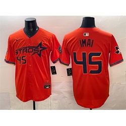 Men Houston Astros 45 Tatsuya Imai Orange 2025 City Connect With Texas Patch Limited Stitched Baseball Jersey