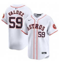 Men Houston Astros 59 Framber Valdez White 2024 Home Limited Stitched Baseball Jersey Men Houston Astros 59 Framber Valdez White 2024 Home Limited Stitched Baseball Jersey