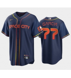 Men Houston Astros 77 Luis Garcia 2022 Navy City Connect Cool Base Stitched Jerse Men Houston Astros 77 Luis Garcia 2022 Navy City Connect Cool Base Stitched Jerse