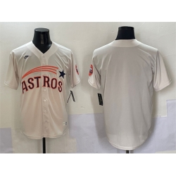 Men Houston Astros Blank Cream Throwback Cooperstown Collection Limited Stitched Baseball Jersey