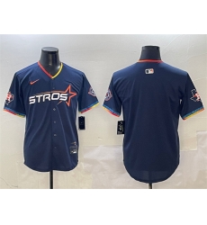 Men Houston Astros Blank Navy 2025 City Connect With Texas Patch Limited Stitched Baseball Jersey