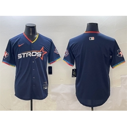 Men Houston Astros Blank Navy 2025 City Connect With Texas Patch Limited Stitched Baseball Jersey