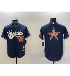 Men Houston Astros Navy Team Big Logo Cactus Jack Style Vapor Premier Limited Stitched Baseball Jersey Men Houston Astros Navy Team Big Logo Cactus Jack Style Vapor Premier Limited Stitched Baseball Jersey
