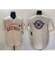 Men Houston Astros Team Big Logo Cream Throwback Cooperstown Collection Limited Stitched Baseball Jersey 002