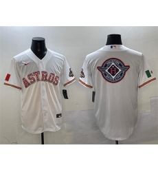 Men Houston Astros Team Big Logo White Mexico Cool Base Stitched Baseball Jersey
