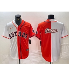 Men Houston Astros White Orange Split Team Big Logo With Patch Cool Base Stitched Baseball Jersey1 Men Houston Astros White Orange Split Team Big Logo With Patch Cool Base Stitched Baseball Jersey1