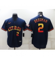 Men's Houston Astros #2 Alex Bregman Number Navy Blue Rainbow Stitched MLB Cool Base Nike Jersey Men's Houston Astros #2 Alex Bregman Number Navy Blue Rainbow Stitched MLB Cool Base Nike Jersey