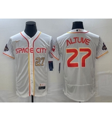 Men's Houston Astros #27 Jose Altuve Number White 2023 City Connect Flex Base Stitched Jersey2 Men's Houston Astros #27 Jose Altuve Number White 2023 City Connect Flex Base Stitched Jersey2