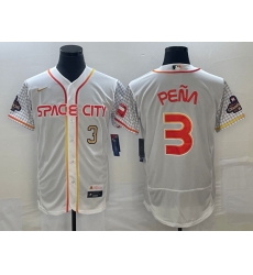 Men's Houston Astros #3 Jeremy Pena Number White 2023 City Connect Flex Base Stitched Jersey1 Men's Houston Astros #3 Jeremy Pena Number White 2023 City Connect Flex Base Stitched Jersey1