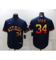 Men's Houston Astros #34 Nolan Ryan Number Navy Blue Rainbow Stitched MLB Cool Base Nike Jersey Men's Houston Astros #34 Nolan Ryan Number Navy Blue Rainbow Stitched MLB Cool Base Nike Jersey
