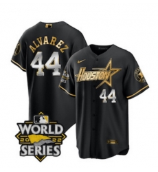 Men's Houston Astros #44 Yordan Alvarez Black Gold 2022 World Series Stitched Baseball Jersey Men's Houston Astros #44 Yordan Alvarez Black Gold 2022 World Series Stitched Baseball Jersey