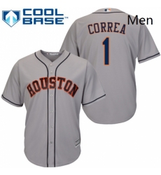 Mens Majestic Houston Astros 1 Carlos Correa Replica Grey Road Cool Base MLB Jersey Mens Majestic Houston Astros 1 Carlos Correa Replica Grey Road Cool Base MLB Jersey